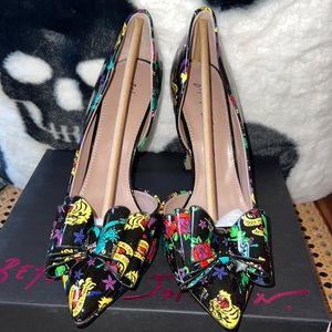 BNIBNW Betsey Johnson 80th Birthday Prince tattoo heels 7.5